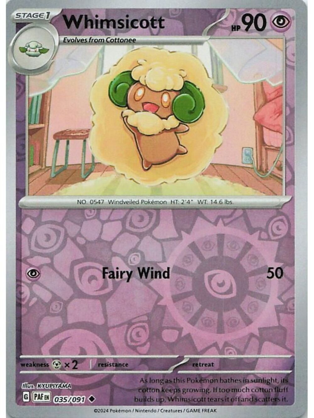 Uncommon Pokemon TCG 2024 Whimsicott NM PAF